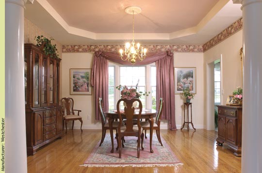 With its tray ceiling, a formal yet welcoming dining room - Manufacturer: 