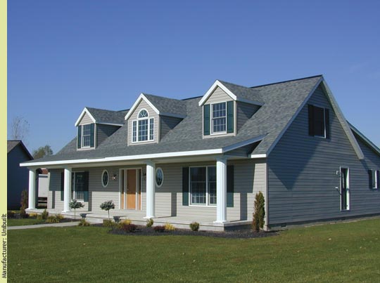 Three gable dormers crown a classic porch - Manufacturer: Unibuilt