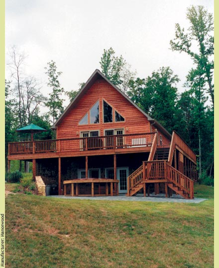 A classic Chalet with stained cedar siding creates a vacation retreat - Manufacturer:  Manorwood